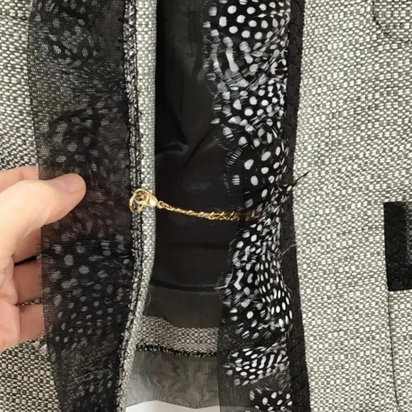 ETCETERA Collection Women’s Feathered & Mesh Trim Blazer - Picture 7 of 9